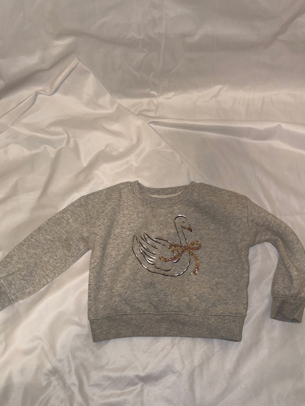 jumping beans Gray Sweatshirt with Swan and Gold Sequin Bow